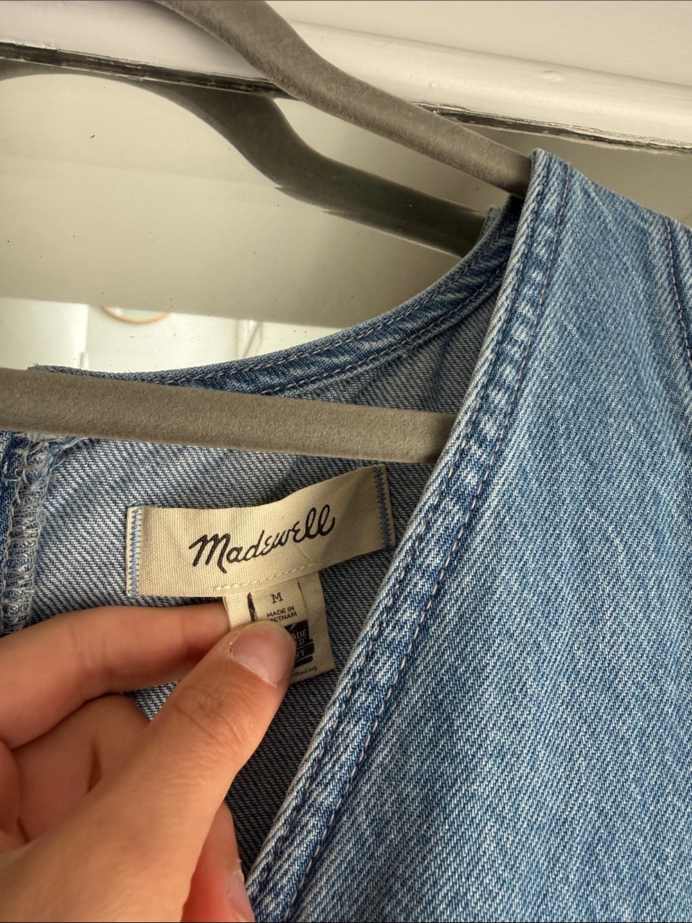 Madewell Light Wash Denim Sleeveless Dress - Picture 2 of 4